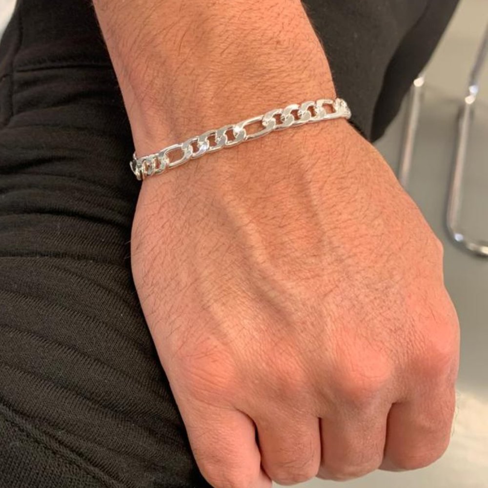SILVER MALE BRACELET VALENTINE'S DAY GIFT FOR HIM MASCULINE ACCESSORIES